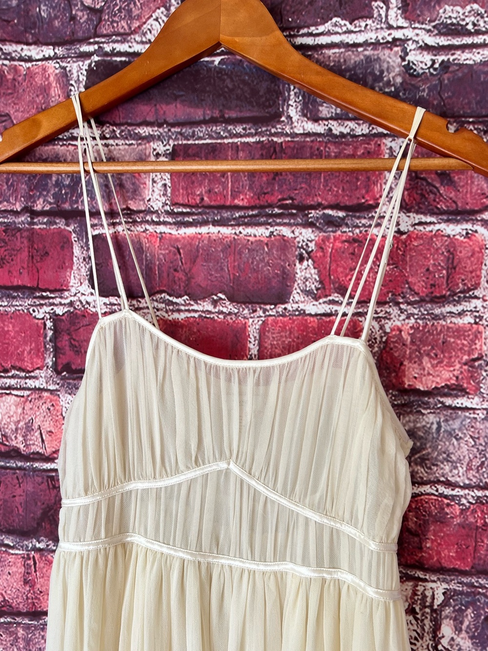 VTG Vera Wang Luxe 100% Silk Pleated Chiffon Maxi Dress Cream White - Picture 3 of 7